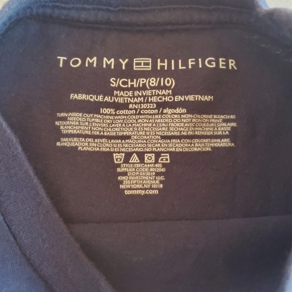 K1041 * Tommy Hilfiger Boys Logo Tee Blue Size S (8/10) - Picture 4 of 6